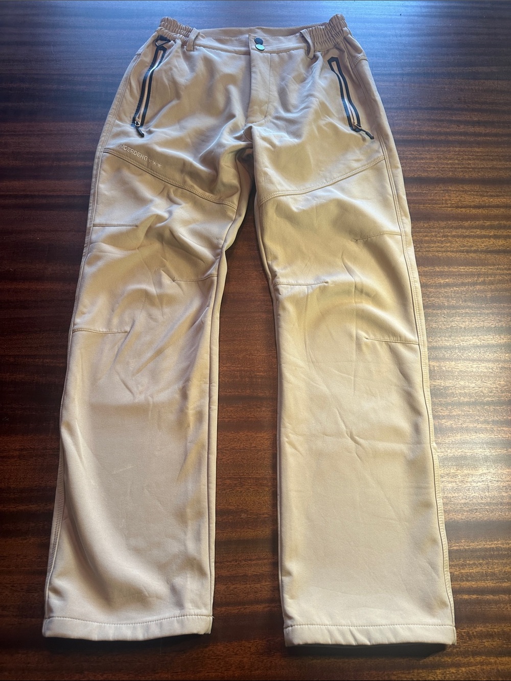 Men's Tan Performance Ski Pants with Zippered Pockets